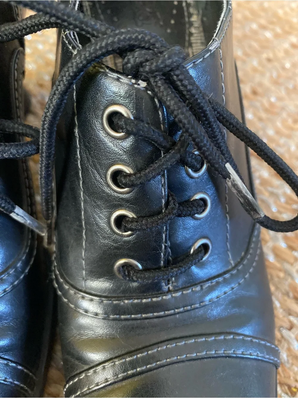 Vintage Y2K Mudd Chunky Heel Oxfords Black Lace Up Pumps Whimsygoth Grunge SZ 7